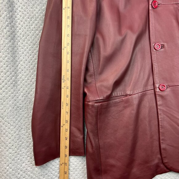 Vtg Kenneth Cole New York Mens Blazer Jacket Leather Coat Oxblood Burgundy XXL - Picture 12 of 16